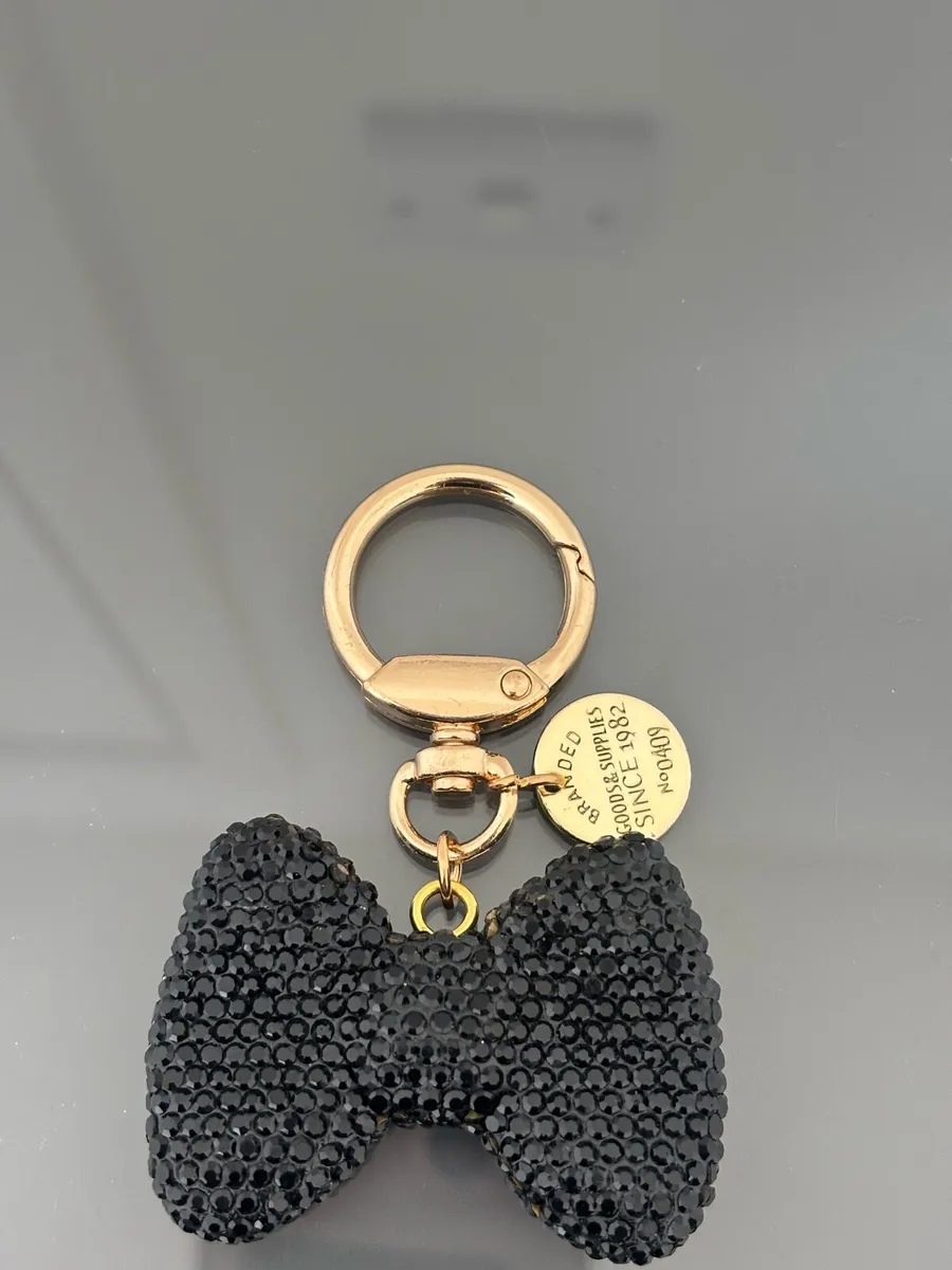 Black Rhinestone bow bag charm/keychain - Image 2