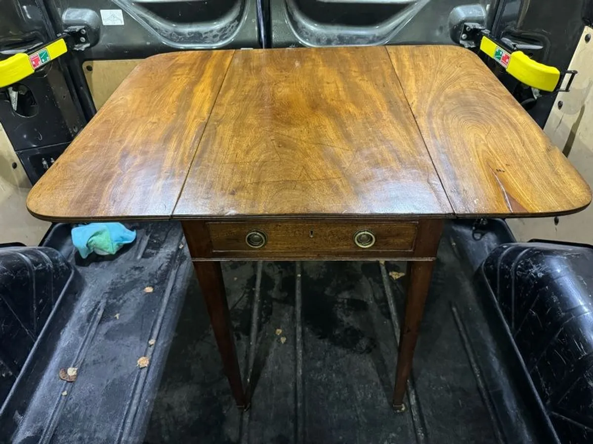 Antique George III Mahogany Pembroke Table (c. 1790) - Brass Castors - Image 3