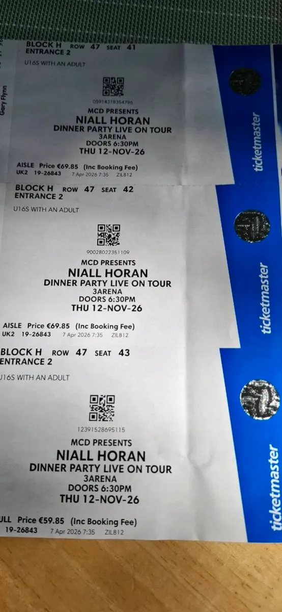 Niall Horan tickets Thursday Nov. 12th 3Arena
