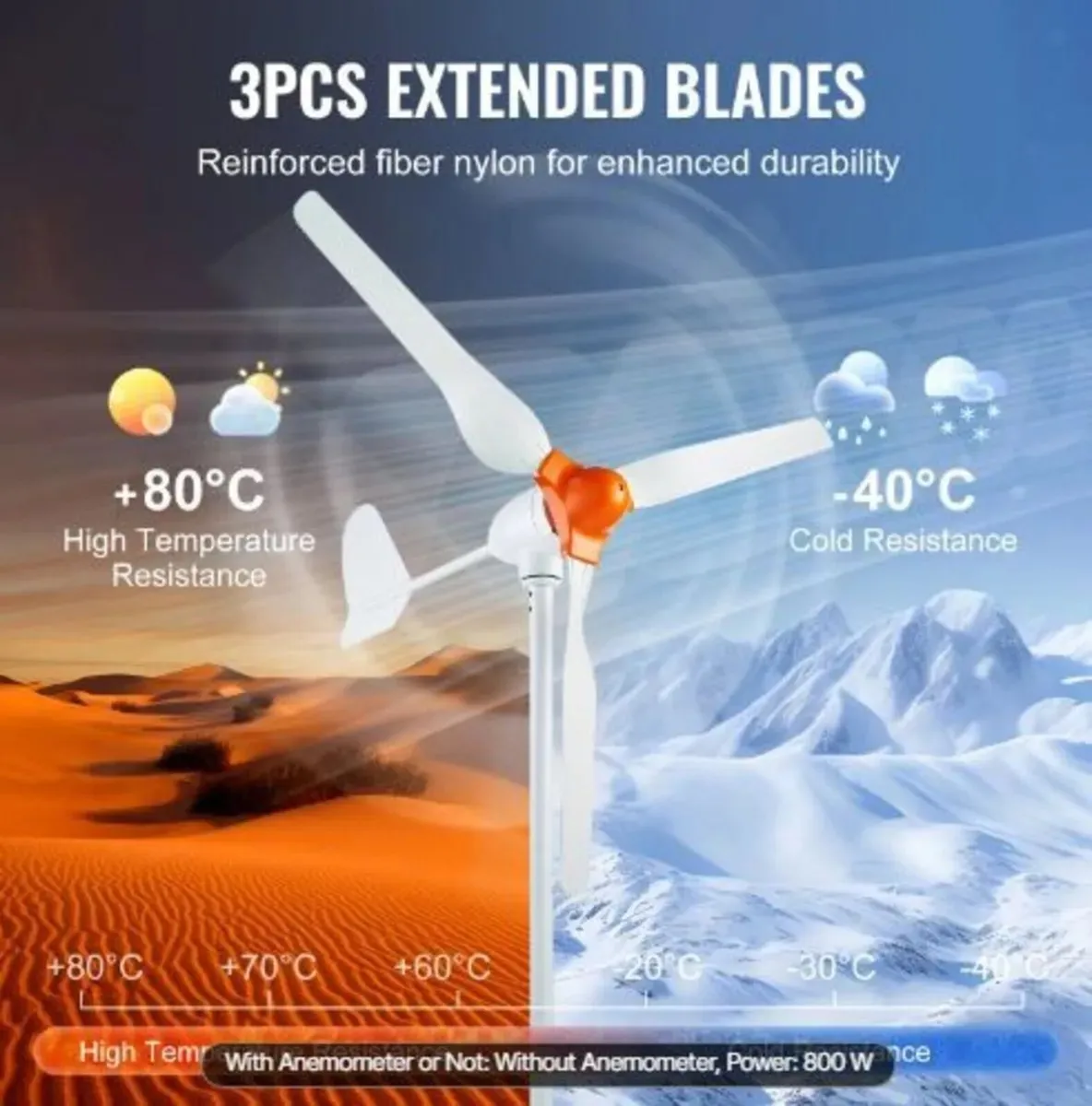 800W Wind Turbine Generator 12V System - Image 3