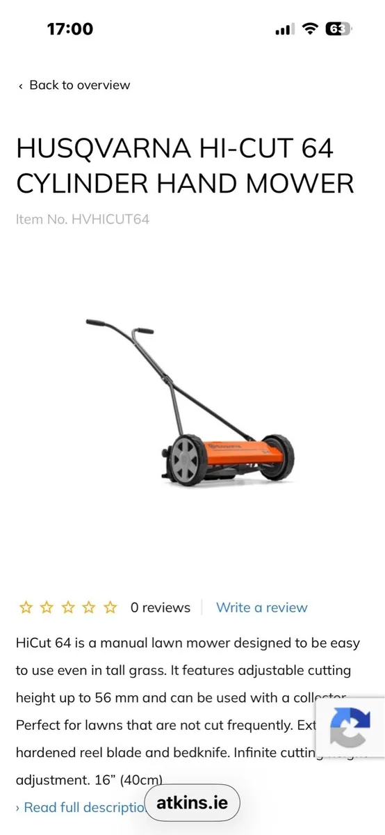 Huskvarna hi-cut 64  cylinder handmower - Image 3