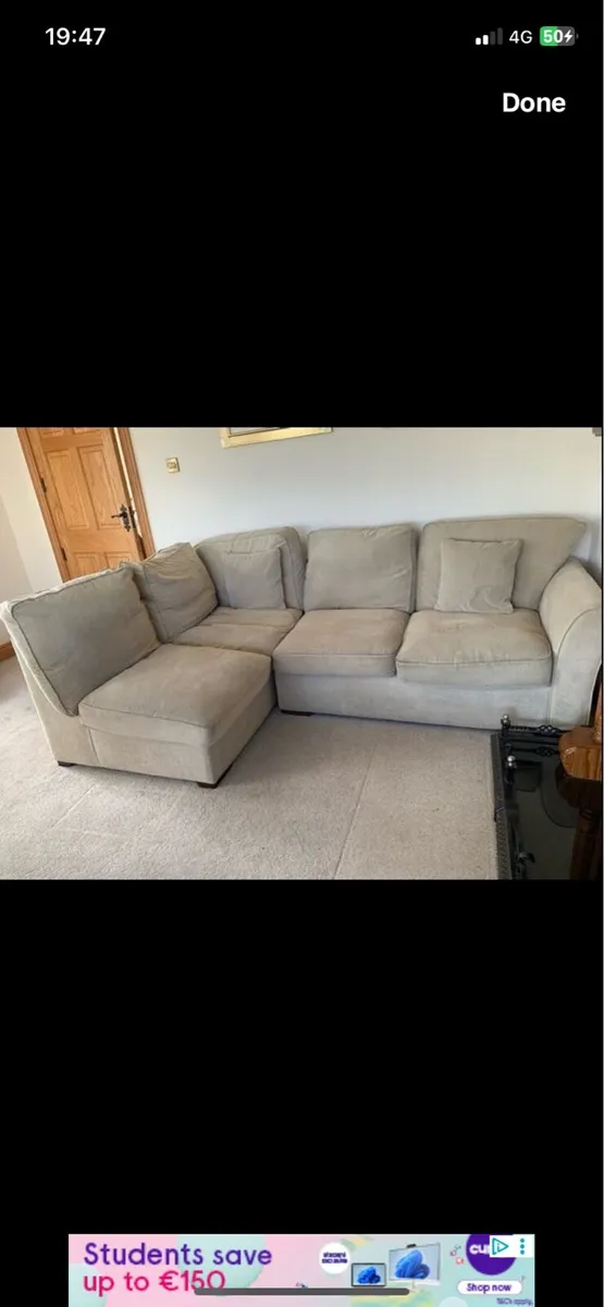 L Shape Couch with matching footstool - Image 2