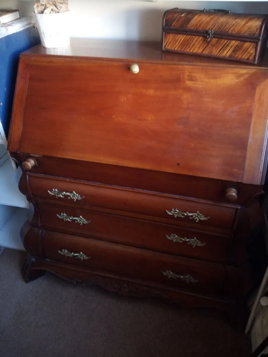 Vintage Solid Wood Secretary Desk / Bureau - Image 1