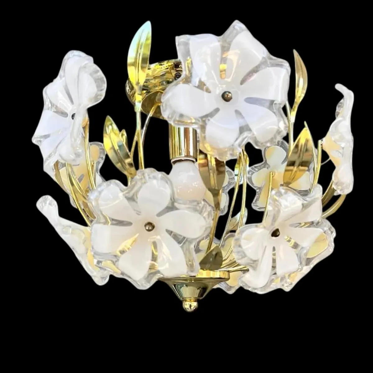 Hollywood Regency Floral Ceiling Lamp - Image 1