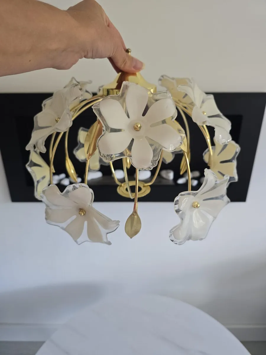 Hollywood Regency Floral Ceiling Lamp - Image 3