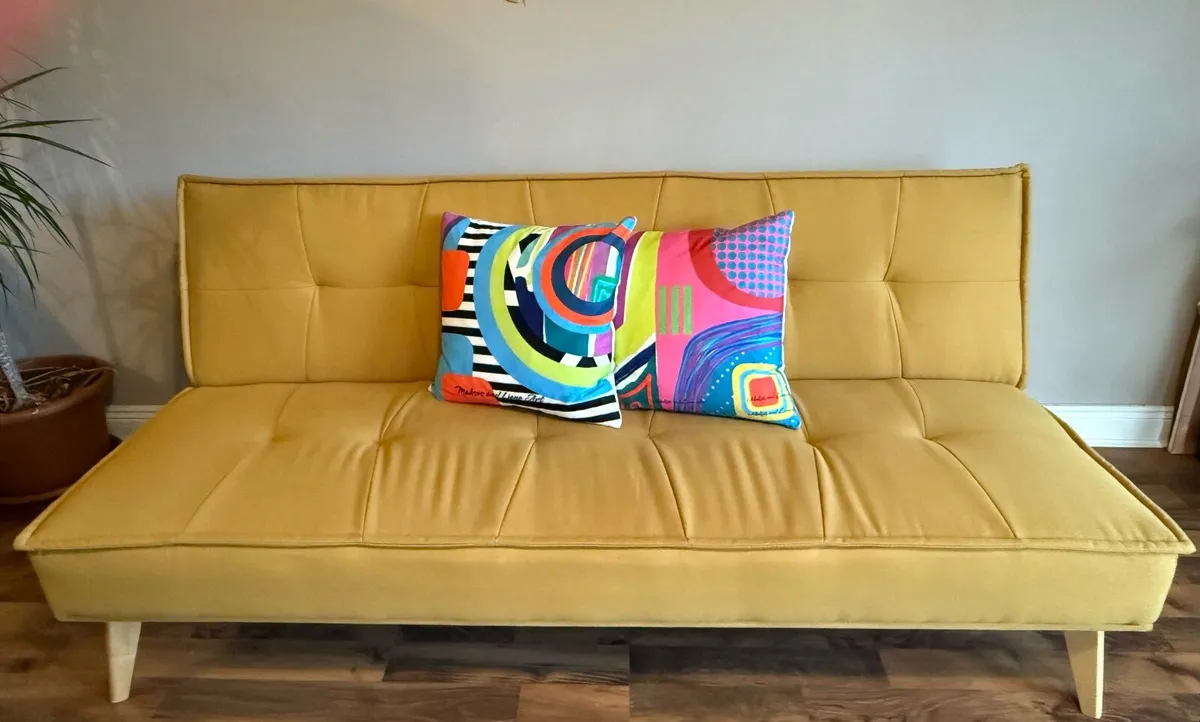 Mustard Yellow Reclining Sofa Bed - Image 1