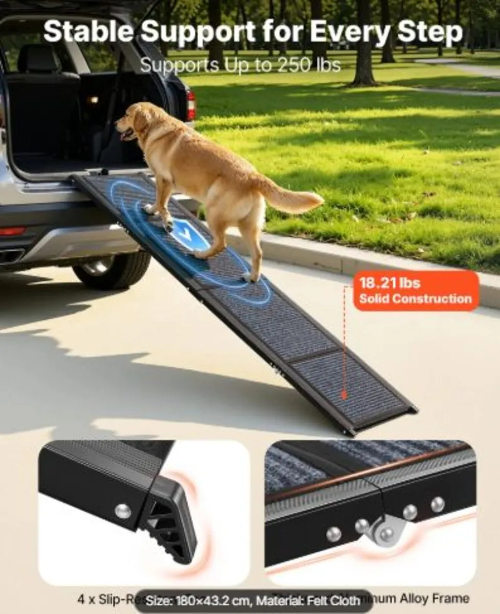 Dog Ramp for Cars, 180 x 43.2 cm,Folding Pet Ramp - Image 2