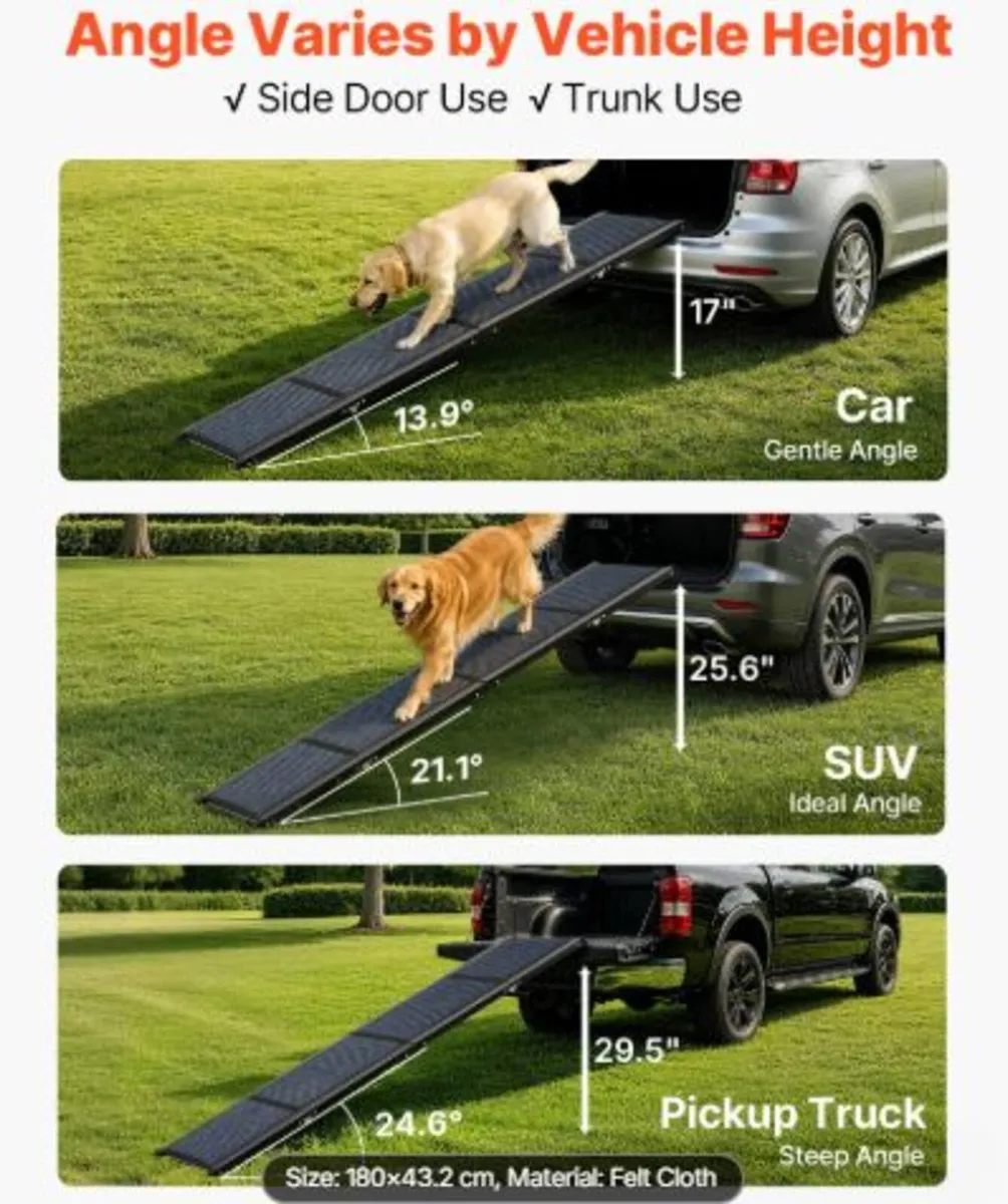 Dog Ramp for Cars, 180 x 43.2 cm,Folding Pet Ramp - Image 4