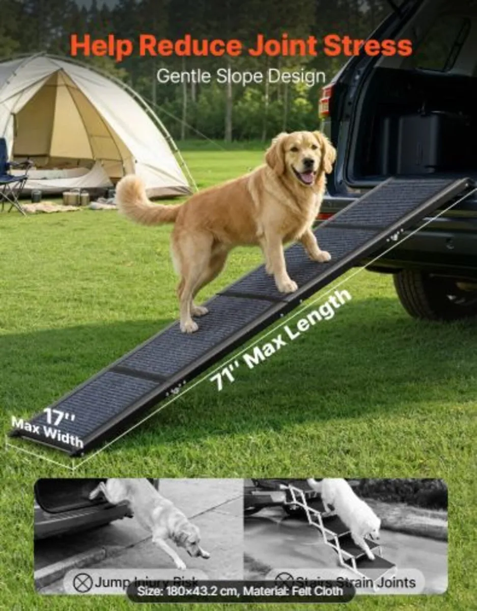 Dog Ramp for Cars, 180 x 43.2 cm,Folding Pet Ramp - Image 3