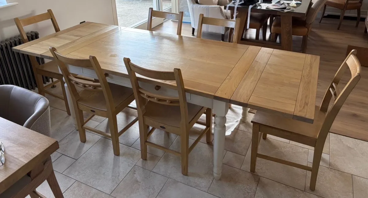 Neptune Extendable Oak Dining Table & Chairs - Image 1