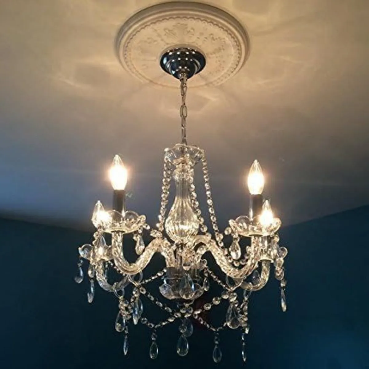 Modern 5-Light Clear Crystal Chandelier - Image 3