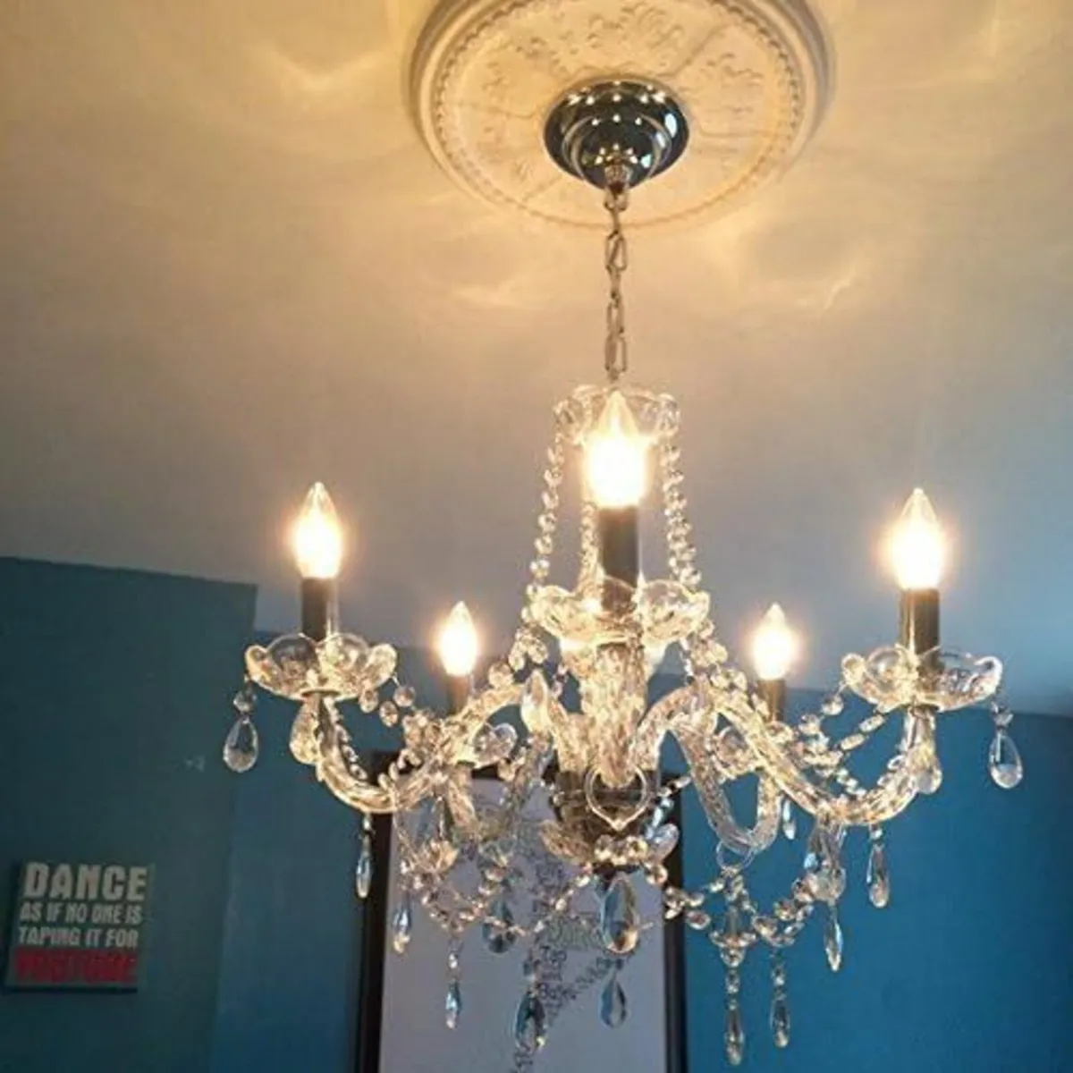 Modern 5-Light Clear Crystal Chandelier - Image 4