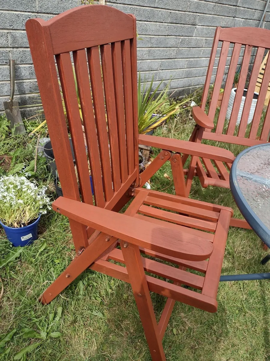 High back heavy Teak recliner garden/patio chair - Image 3