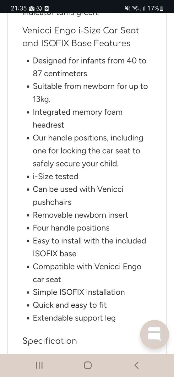 Venicci Car Seat & IsoFix Base - Image 4