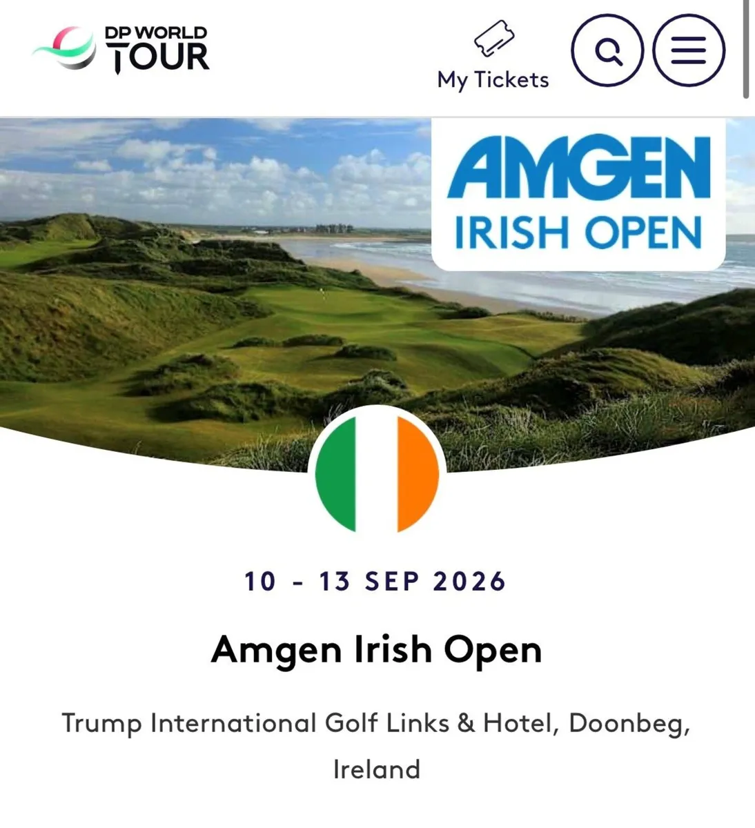 Tickets for Irish Golf Open in Doonbeg