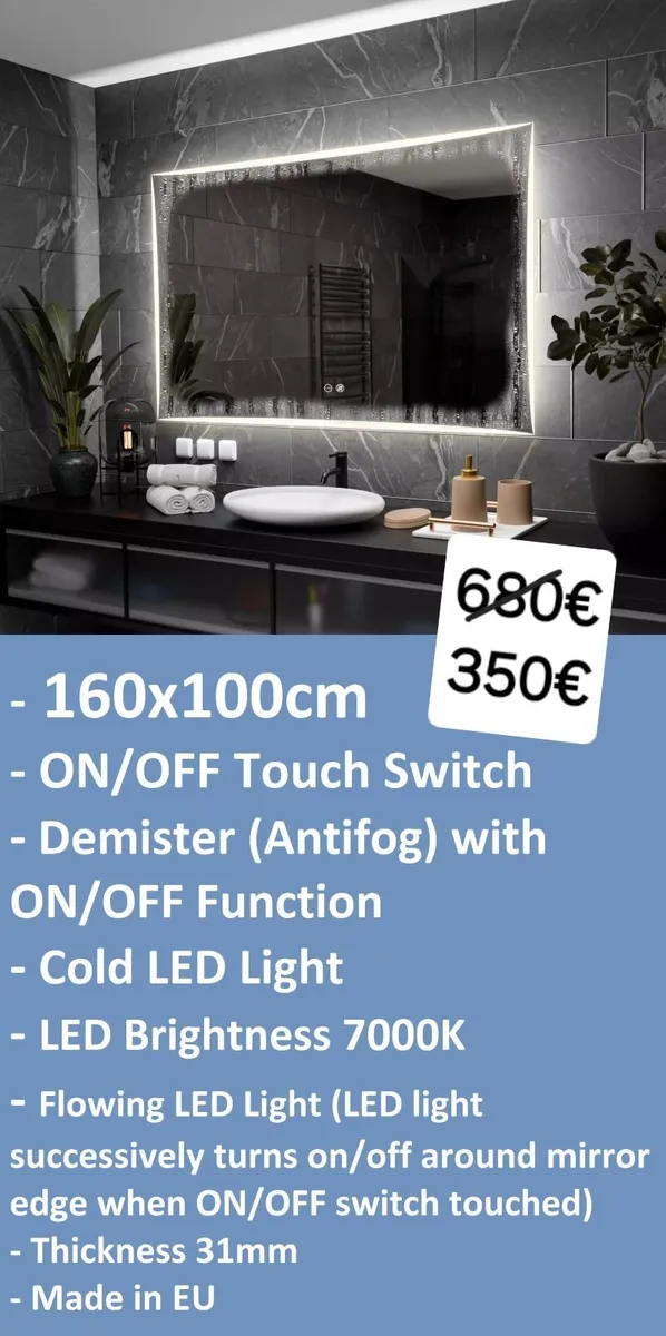 LED Bathroom Mirror Flowing Led Fog Free - Image 2