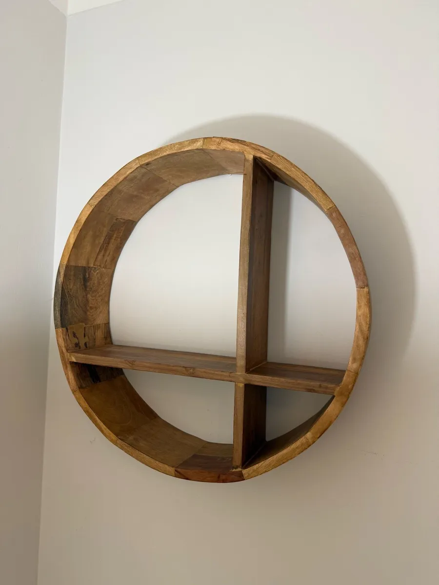 Round Wooden Wall Display Shelf - Image 2