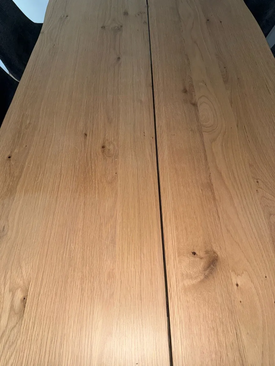 Oak Dining Table & 6 Grey Dining Chairs Full Set - Image 4