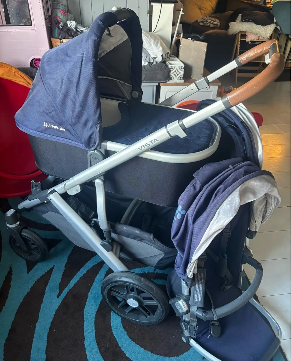 Uppababy vista double buggy set navy - Image 2