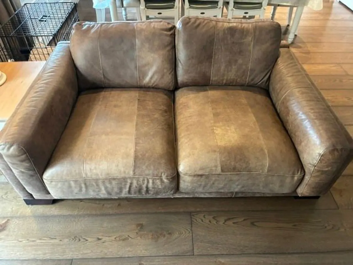 Brown Two-Seater Sofa - Image 3