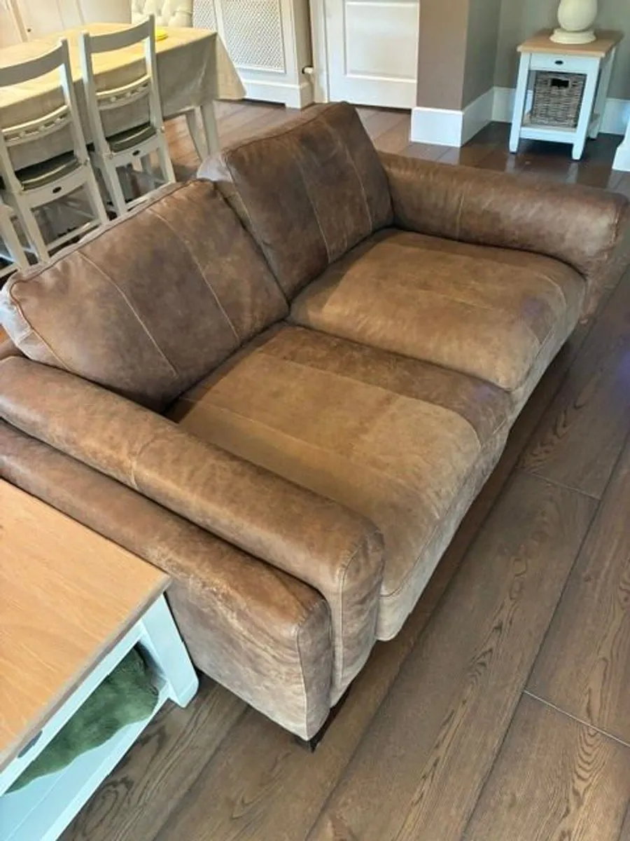 Brown Two-Seater Sofa - Image 2
