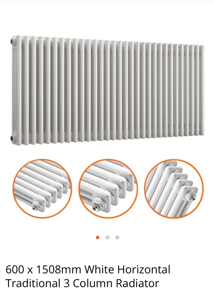 Traditional 3 column radiator 600x 1508mm - Image 2