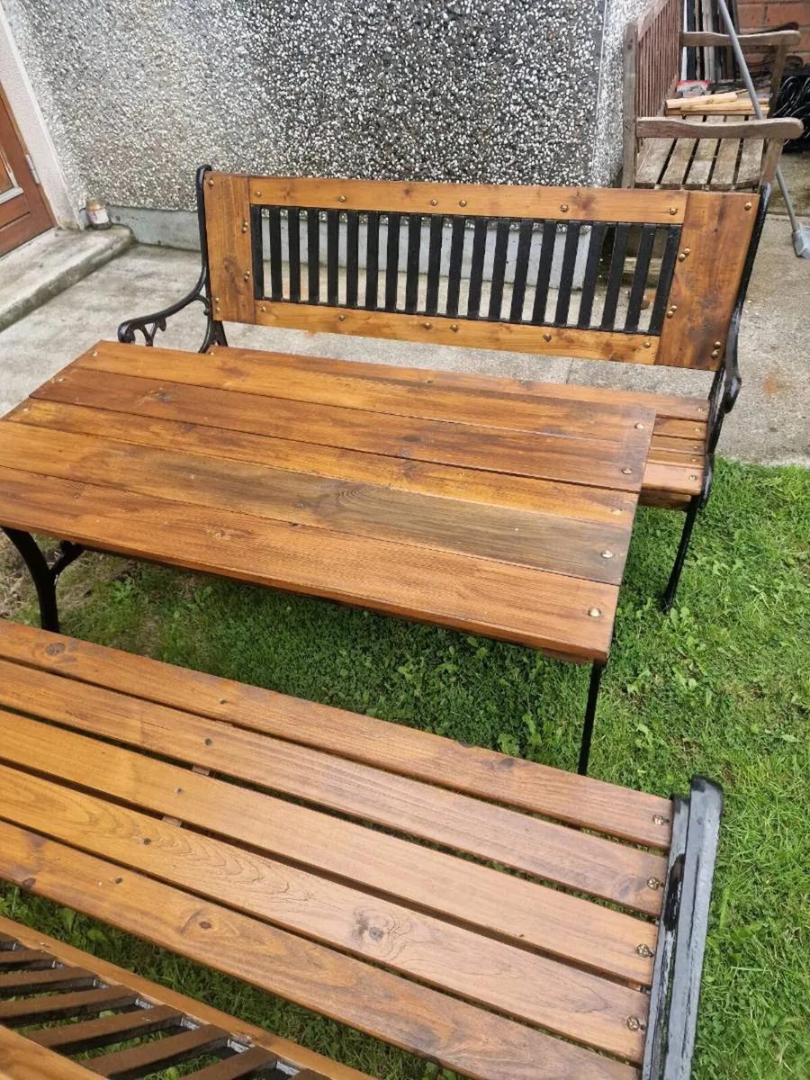 Garden table with 2 benches [ heavy cast iron ] - Image 2