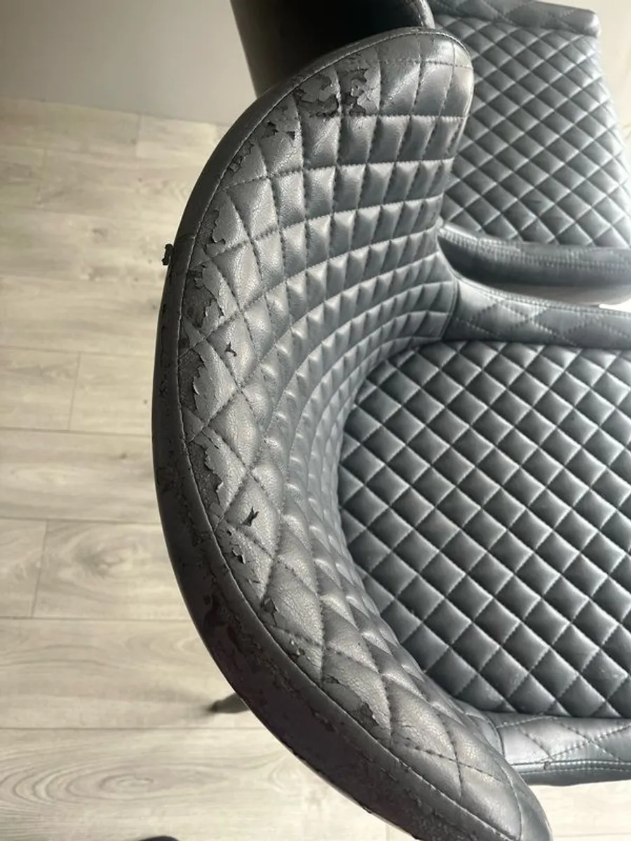 2 faux leather grey bench chair - Image 2