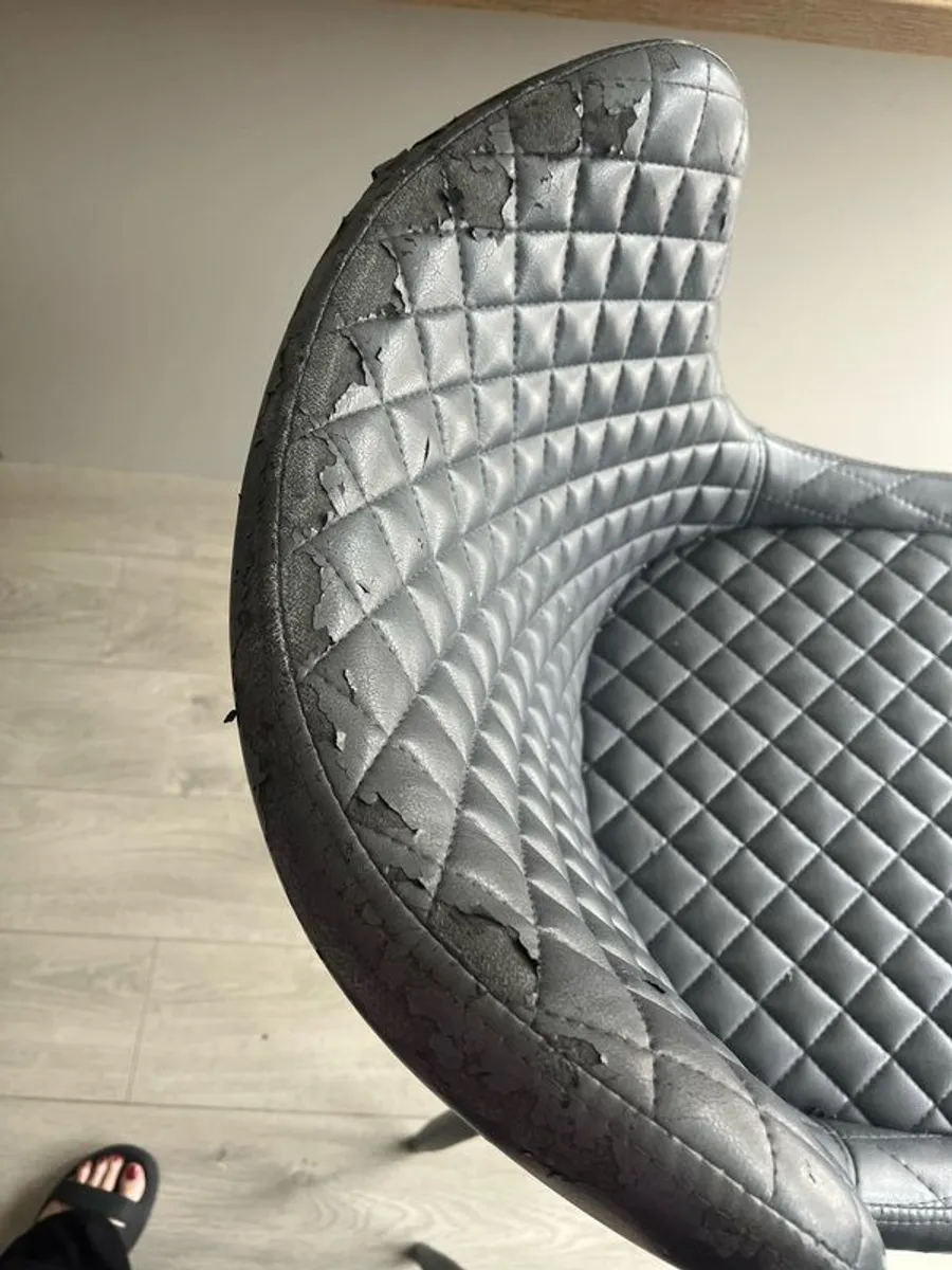 2 faux leather grey bench chair - Image 3