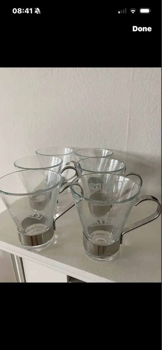 Very Rare Baileys Glasses with Metal Handles (6) - Image 1