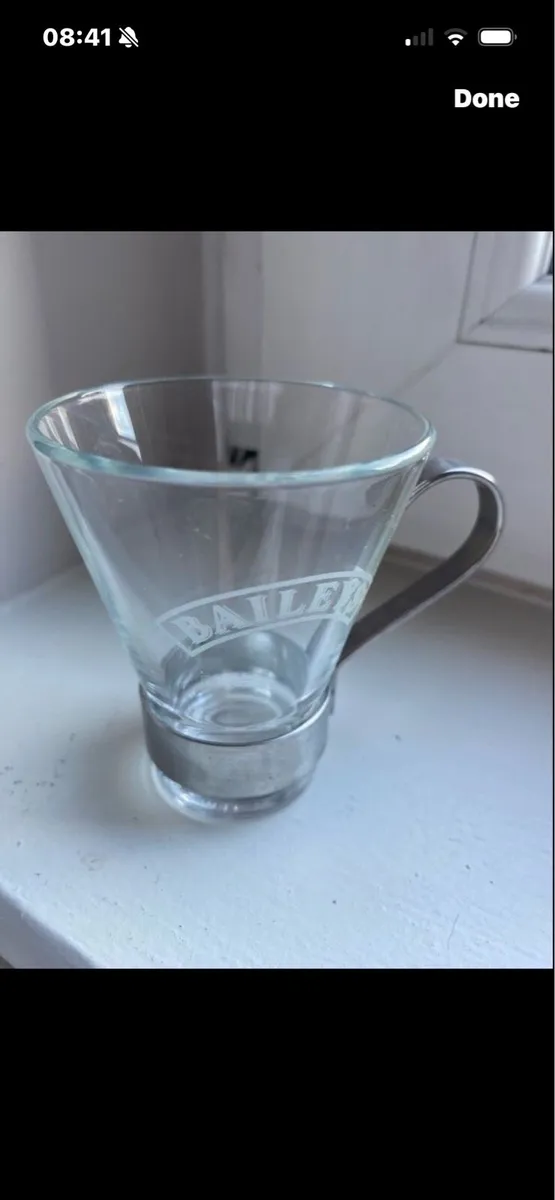 Very Rare Baileys Glasses with Metal Handles (6) - Image 2