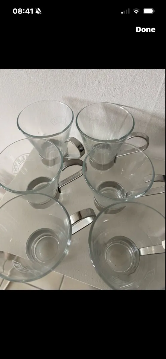 Very Rare Baileys Glasses with Metal Handles (6) - Image 3
