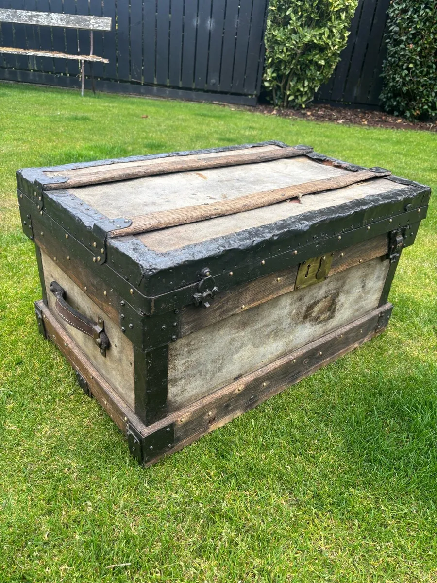 Antique metal bound cobblers trunk - Image 1