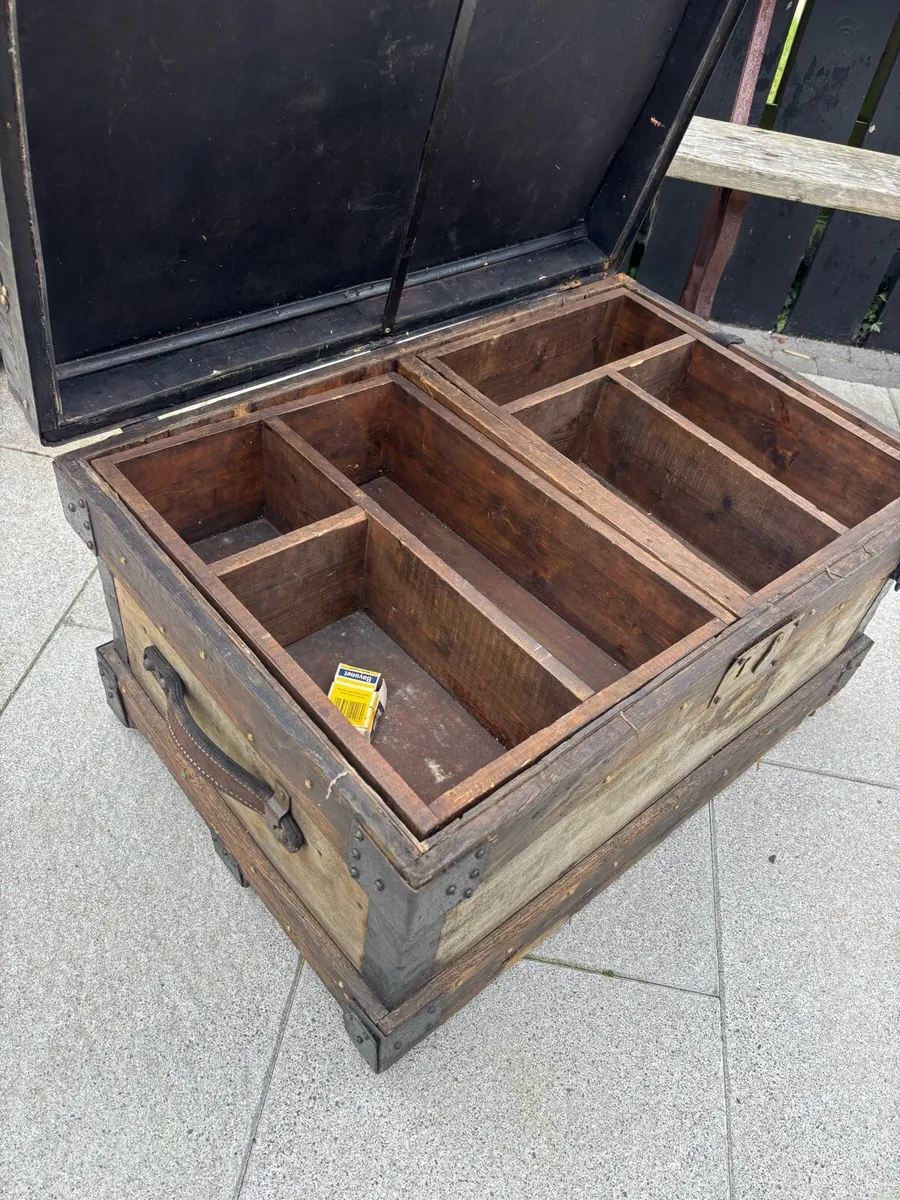 Antique metal bound cobblers trunk - Image 2