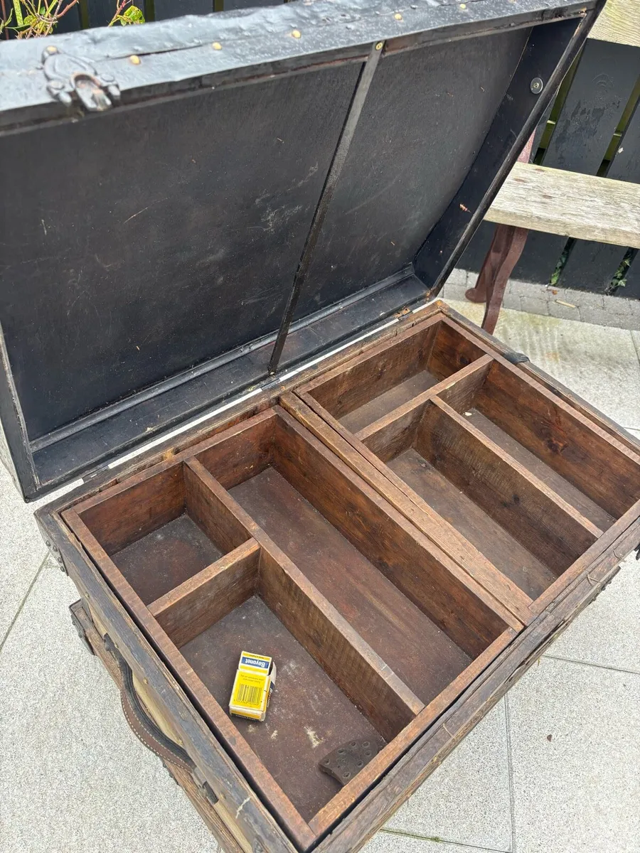 Antique metal bound cobblers trunk - Image 4