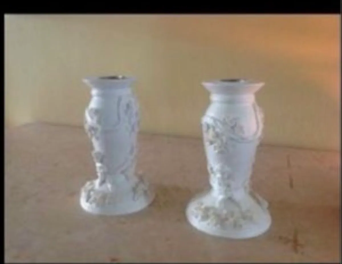 Cherub & Roses Candlestick Set - Image 1