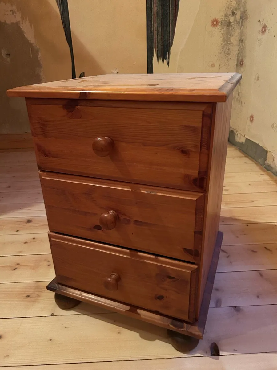 pine furniture - bed frame, side table, drawers - Image 2