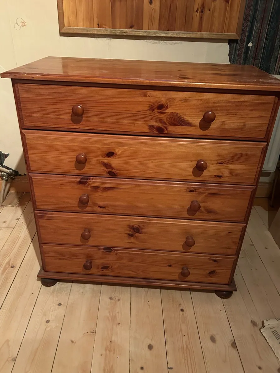 pine furniture - bed frame, side table, drawers - Image 3