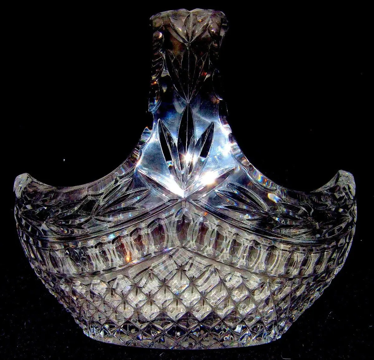 Vintage Harrods Heavy Cut Lead Crystal Basket - Image 2
