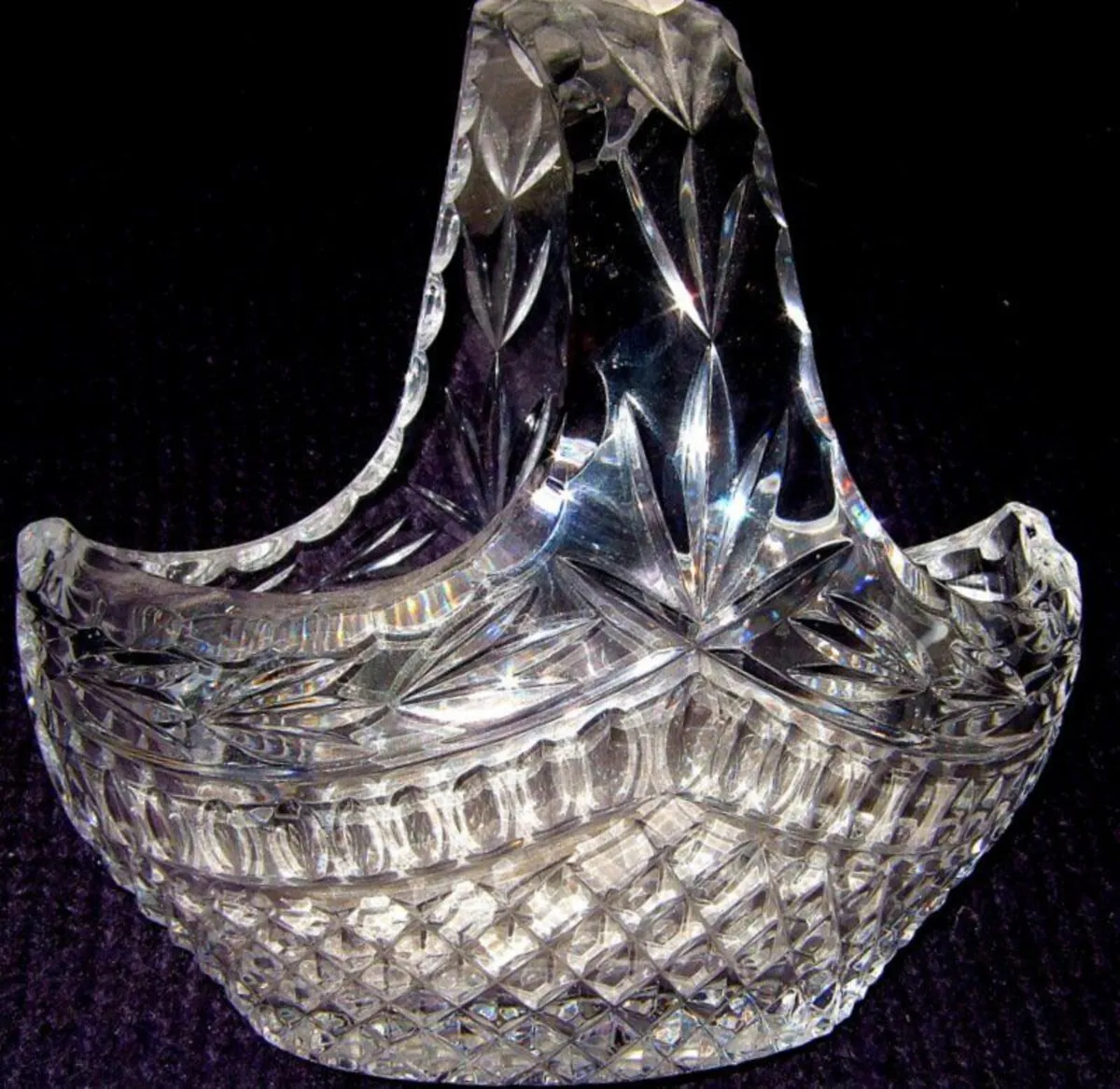 Vintage Harrods Heavy Cut Lead Crystal Basket - Image 1