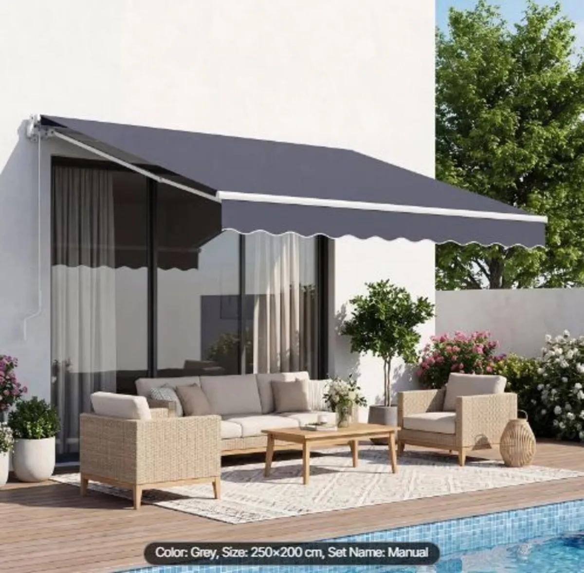 Manual Retractable Awning, 250 x 200 cm - Image 1