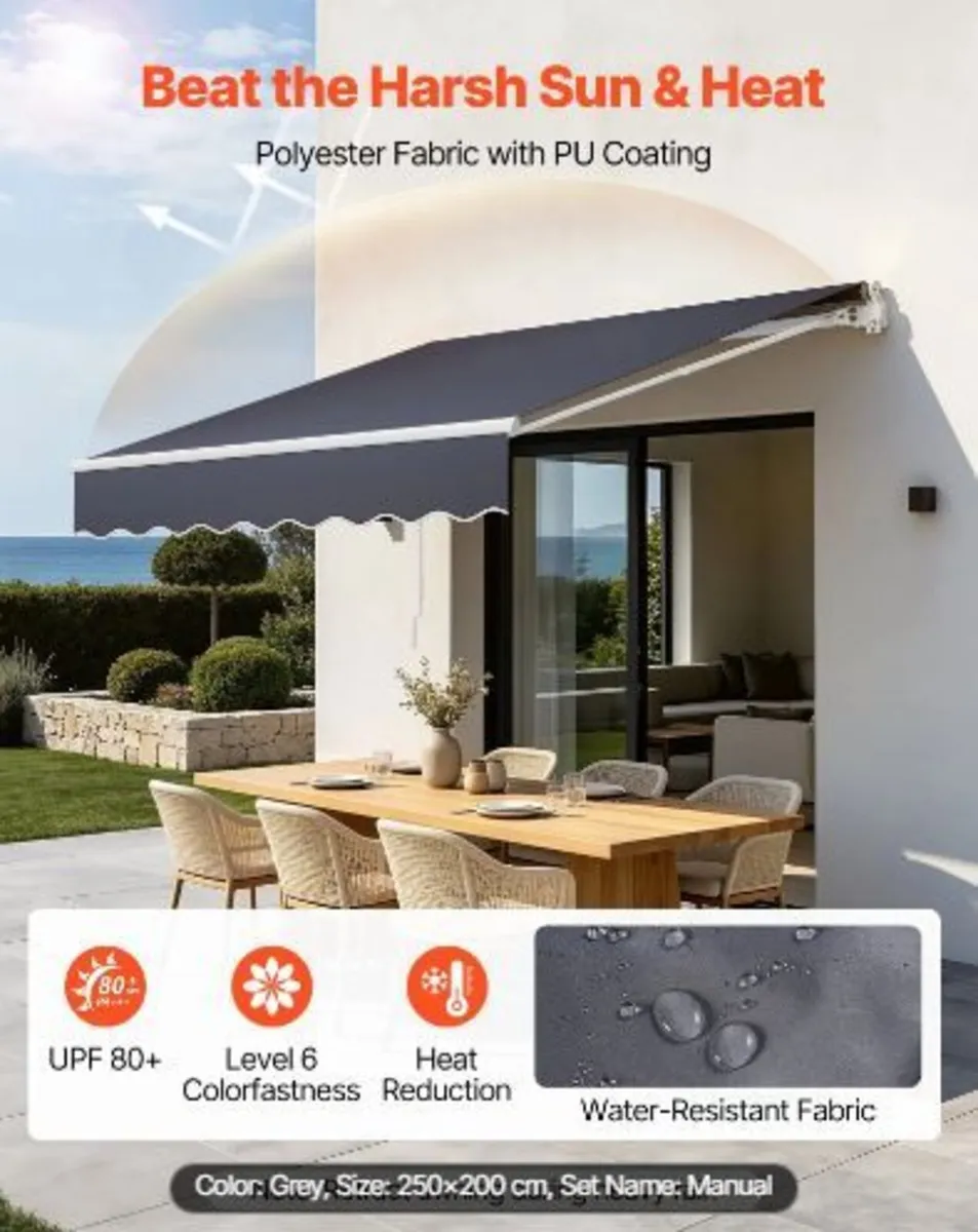 Manual Retractable Awning, 250 x 200 cm - Image 4