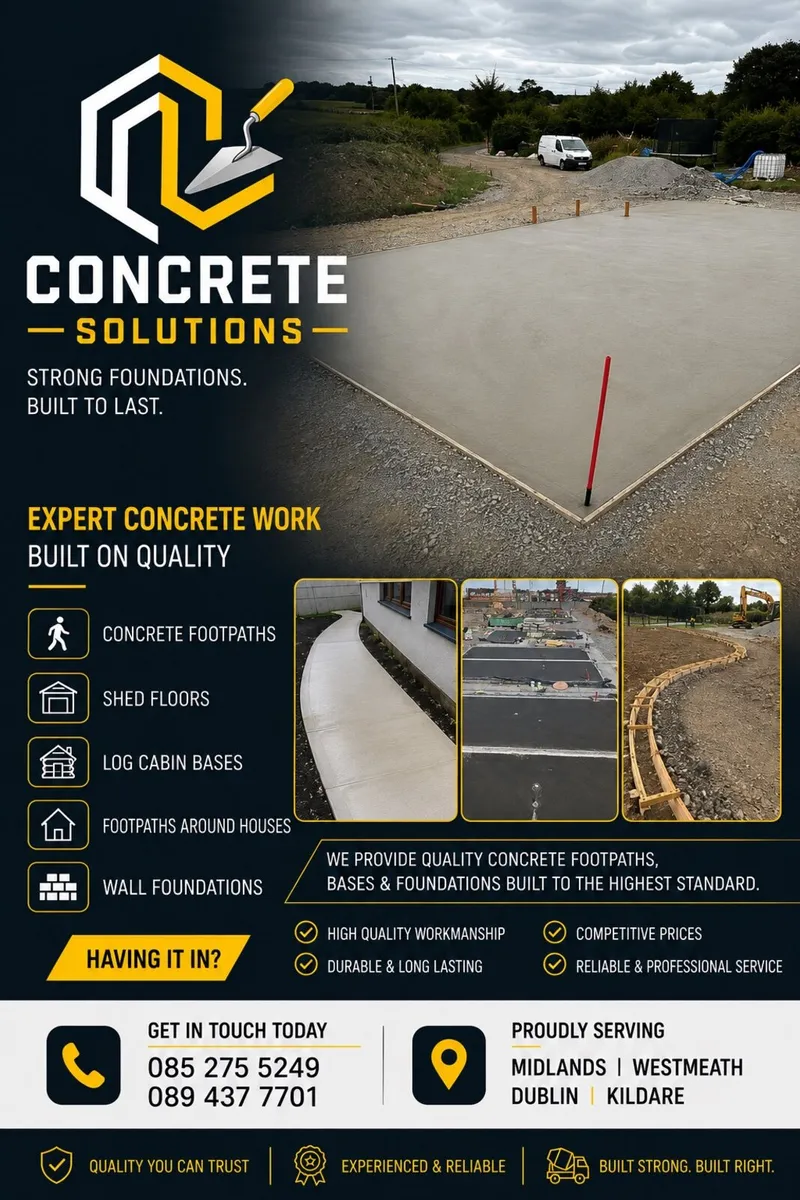 Log cabin base, concrete footpaths, slipform kerbs - Image 1