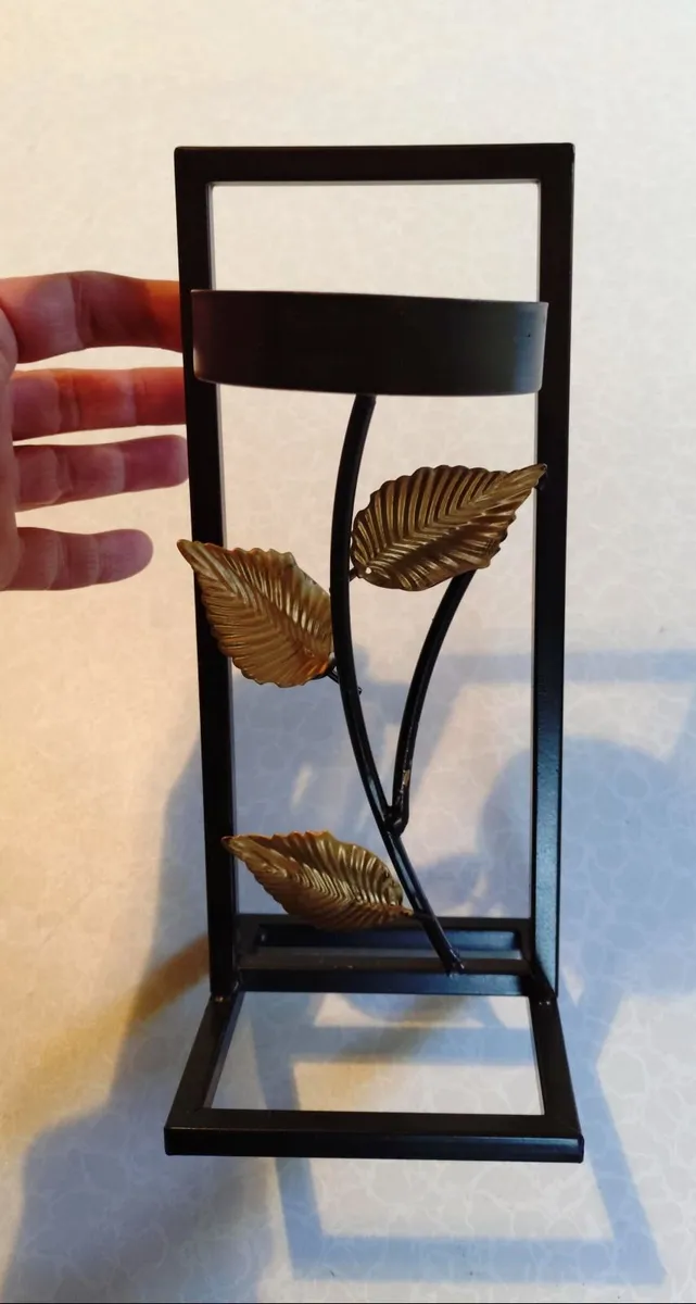 Black Metal, Candle Holder (used). - Image 1