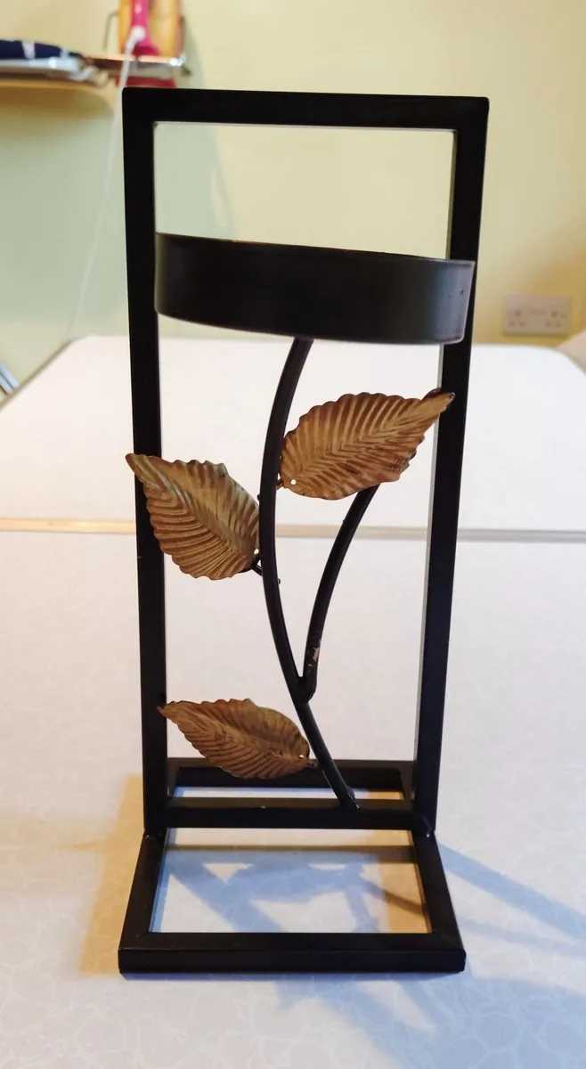 Black Metal, Candle Holder (used). - Image 2