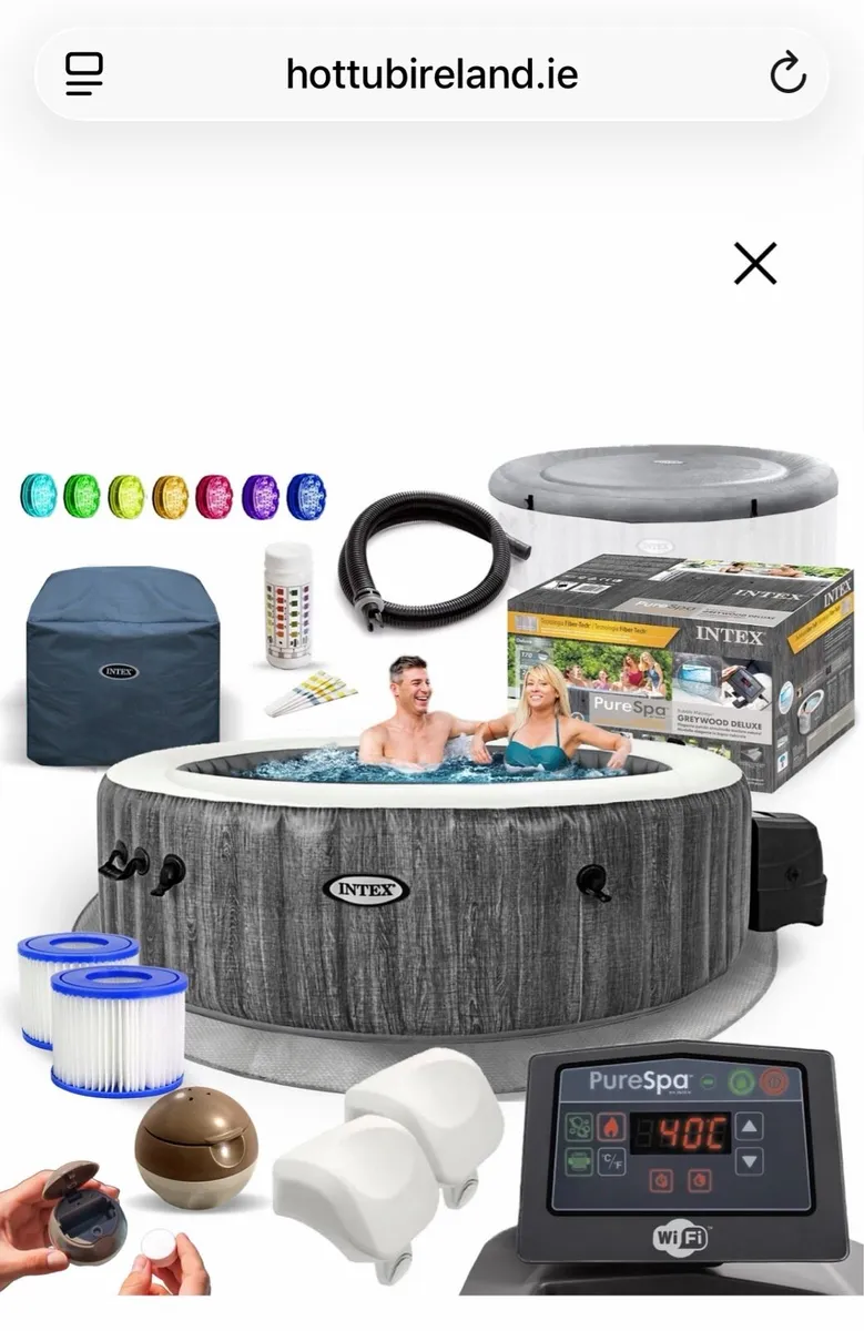 Intex Grey Wood Deluxe WiFi Hot Tub – 4 Person - Image 1