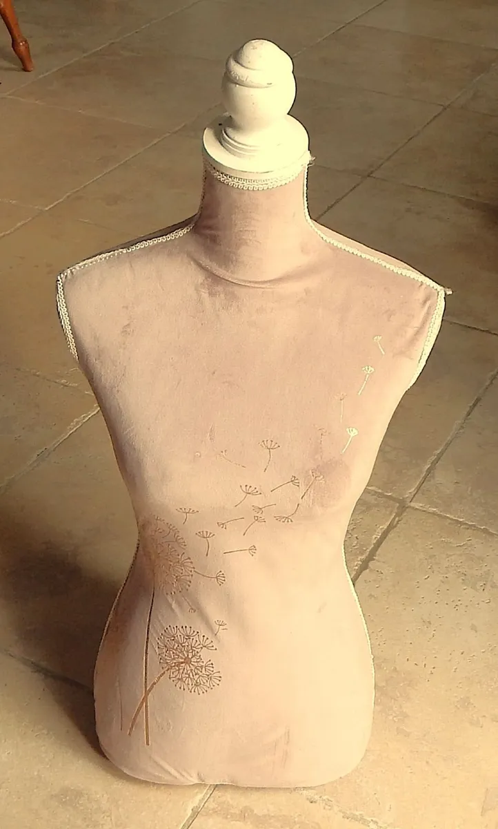 Decorative Female Mannequin Torso in Blush Velvet - Image 1