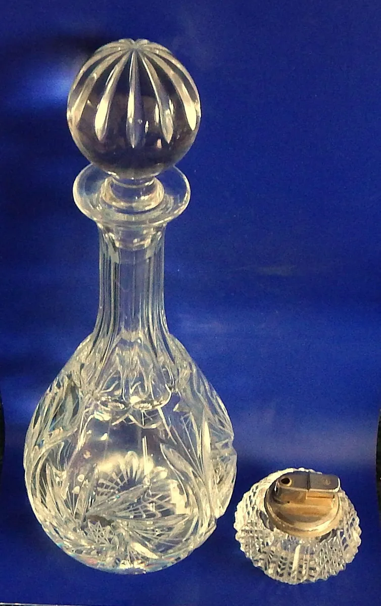 Cut Crystal Decanter & Crystal Colibri Lighter - Image 2