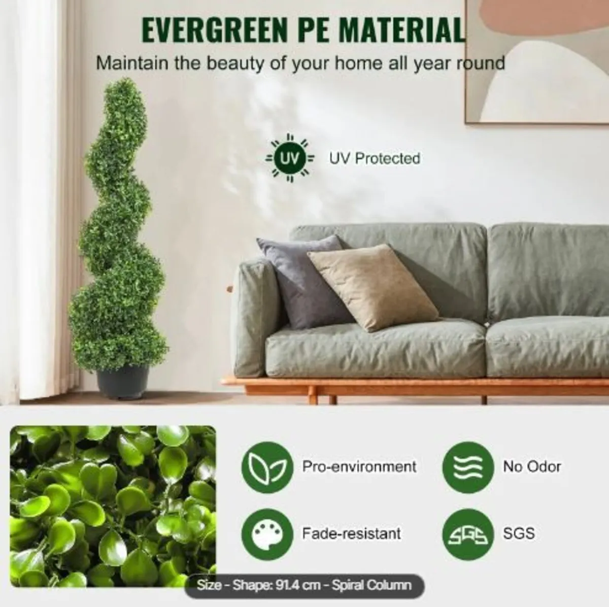 Artificial Topiaries Boxwood Trees, 3ft - Image 4