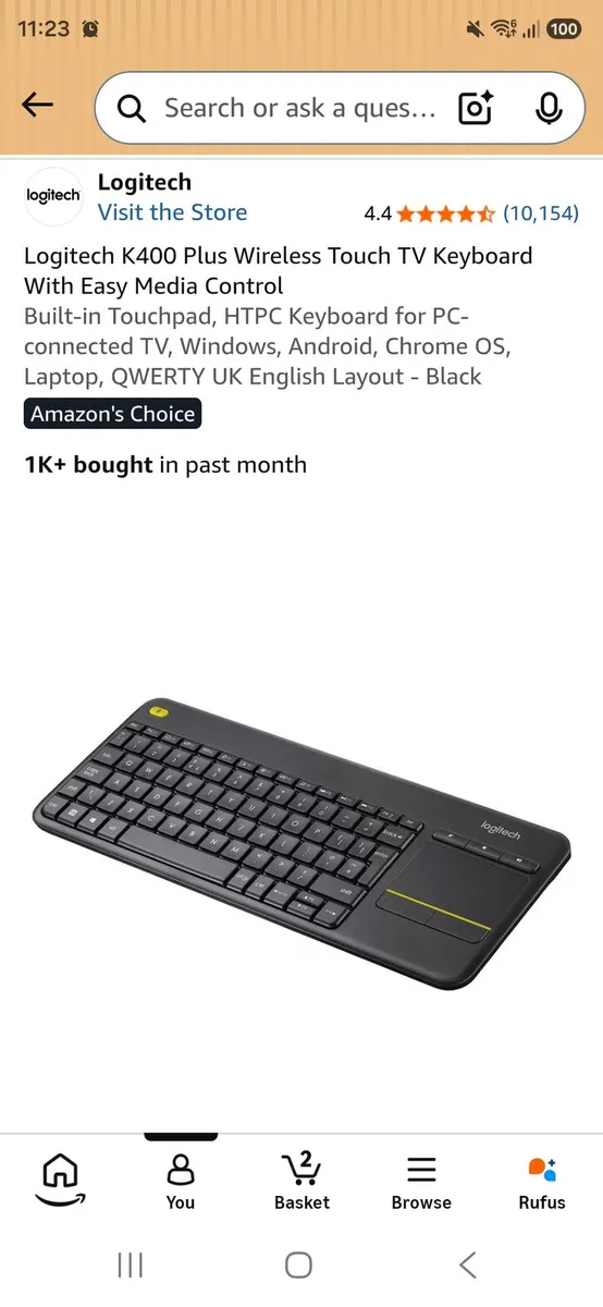 Logitech k400 keyboard - Image 1